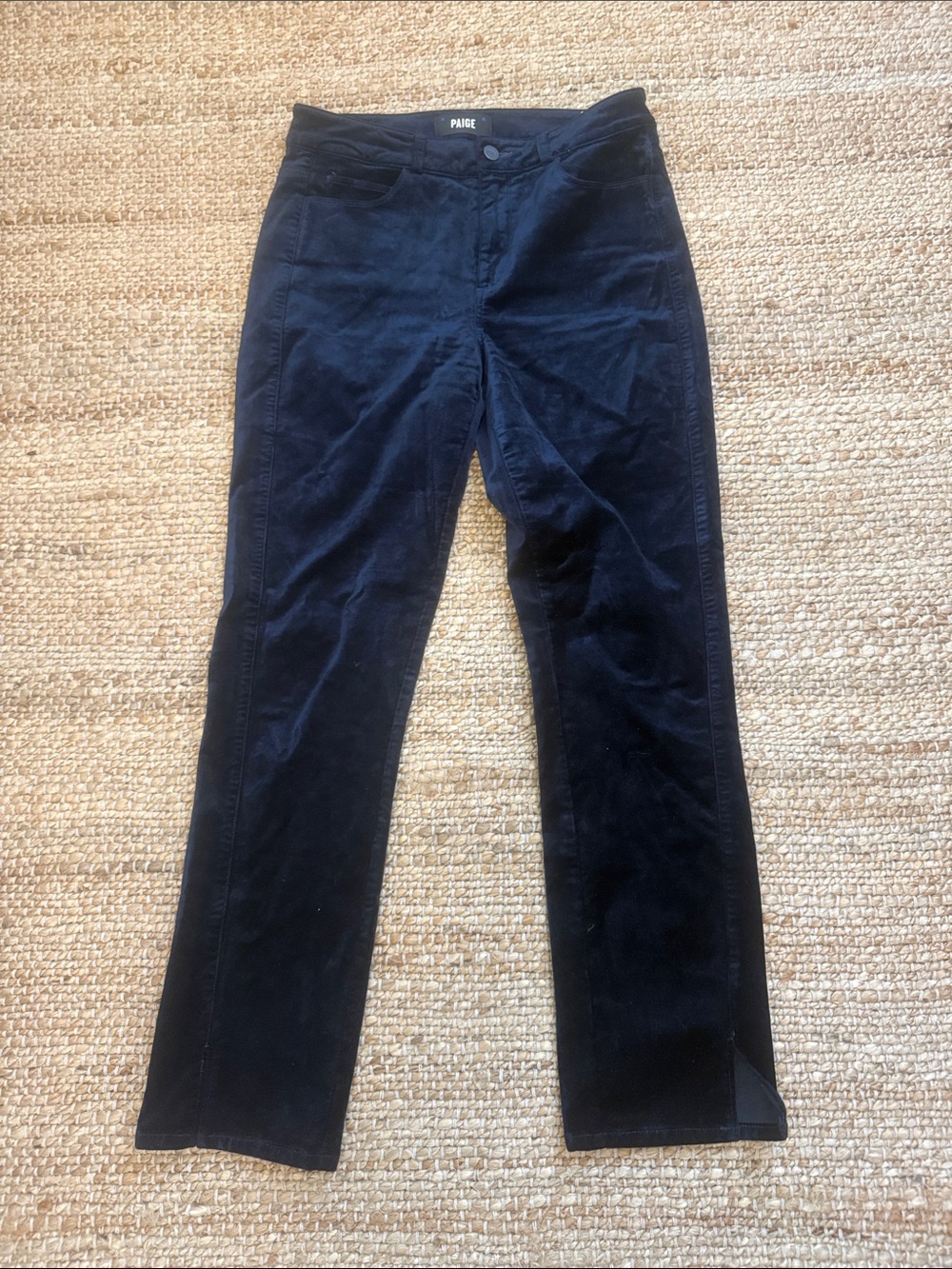 PAIGE Women's Navy velvet Straight-Leg Jeans